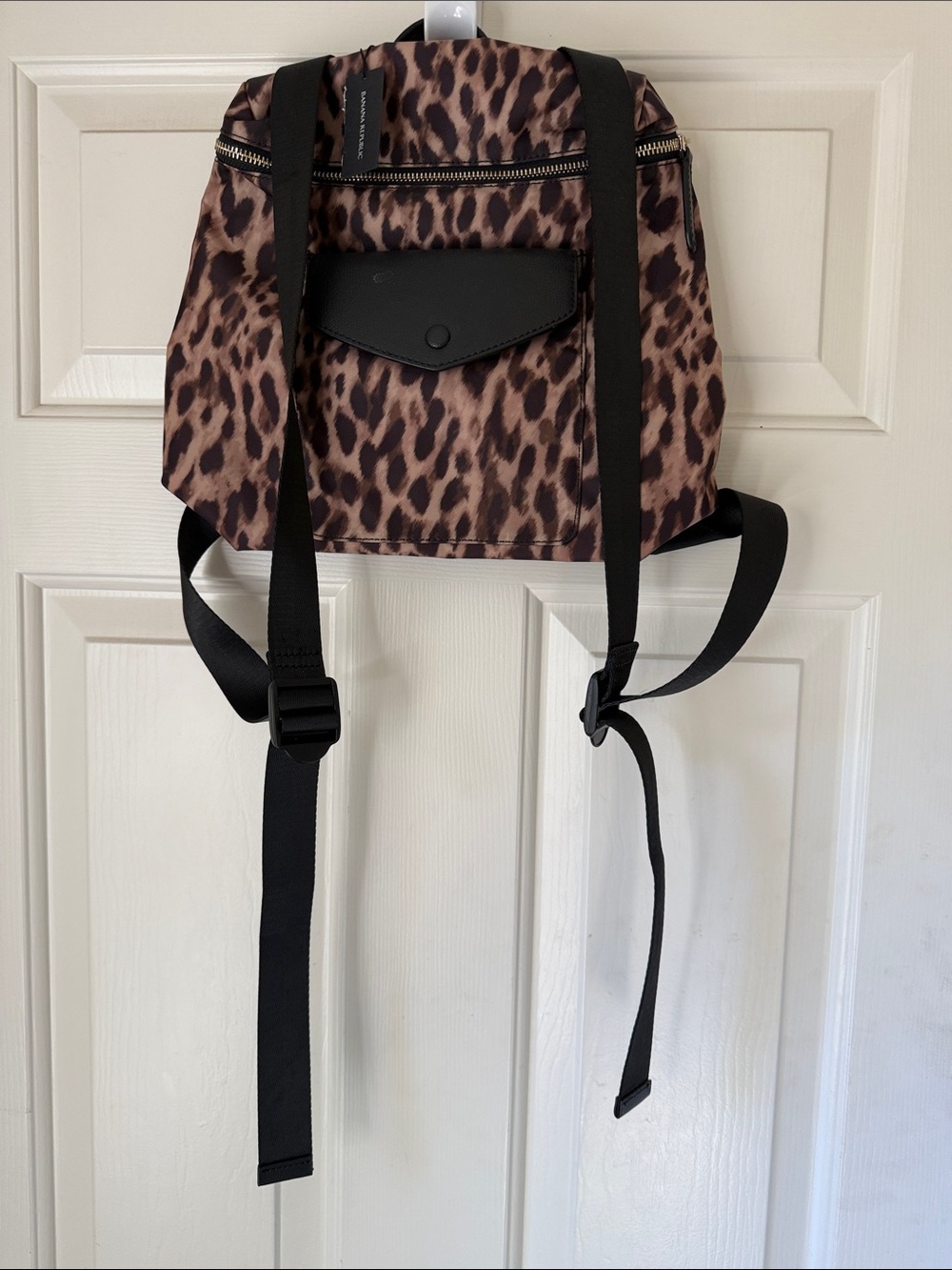 NWT BANANA REPUBLIC MINI LEOPARD NYLON BACKPACK/POCKET